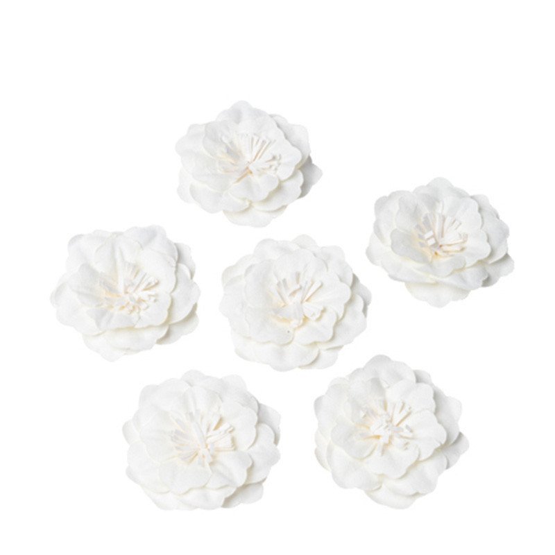 Fleurs adhésives papier ivoire - 5 cm (x6)