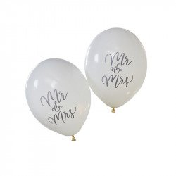 Ballons ivoires "Mr & Mrs" (x10)